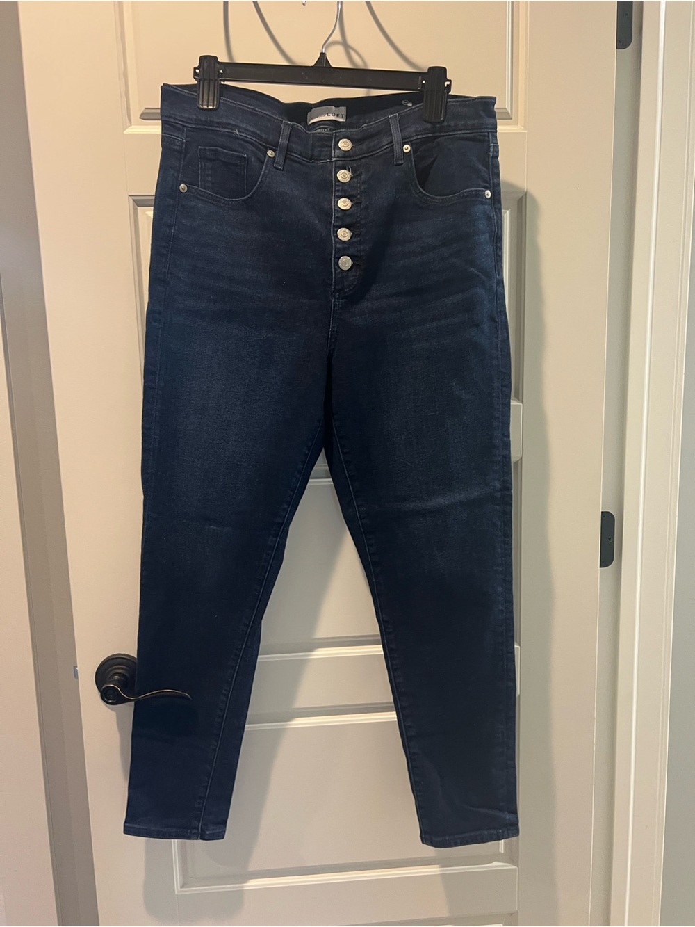 LOFT High-Rise Dark Indigo Button-Fly Jeans